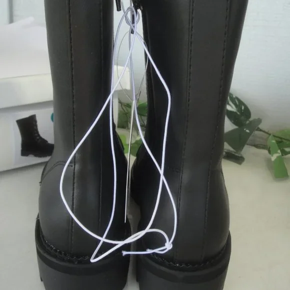 A New Day Black Combat Style Boots Ladies Size 9 - Picture 7 of 12
